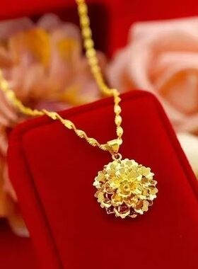 新款绣球花金色水波链