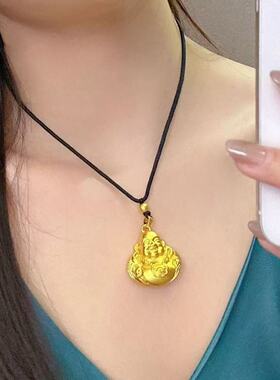 金色祥云福佛黑绳弥勒佛吊坠