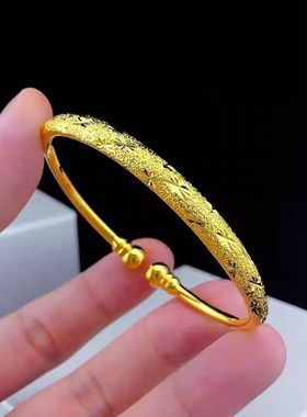正品越南沙金光面手镯满天星手镯活口开口手镯女久不掉色送女友