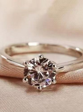 莫桑石闪钻开口可调不掉色戒指