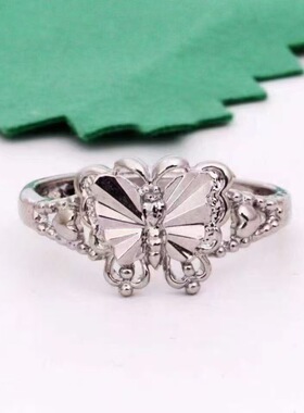 镂空蝴蝶银色可调戒指