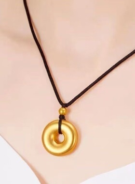 新款经典光面平安扣金色吊坠