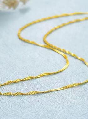简约金色水波锁骨链21