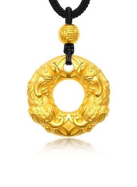 深圳水贝貔貅平安扣吊坠男金包银转运珠项链男女情侣款送女友礼物