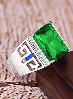 合金戒指霸气镂空回纹绿