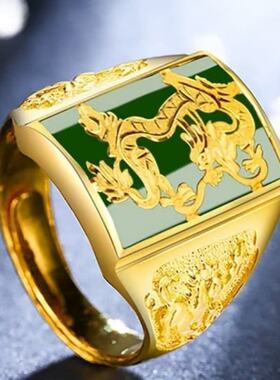 龙腾四海金色男士戒指