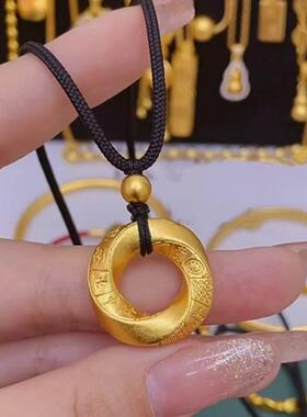 金色平安扣复古吊坠10