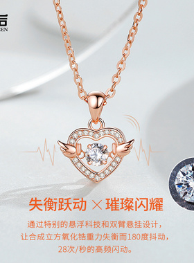 s925纯银跳动的爱心项链