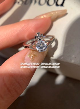 SHANCAI | 纯银s925银锆石土星戒指经典简约单钻日常小众设计指环