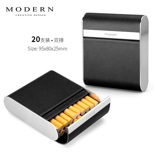 Немецкая современная сигарета из нержавеющей стали мужчина креативная кожаная сигаретная коробка Ultra -Thin Cigarette Box 16/16/20