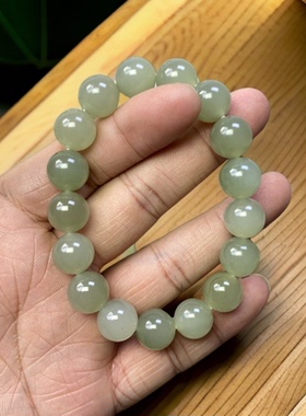 和田玉青海料晴水手串玉质细腻油润颜色干净尺寸12mm男女同款送礼