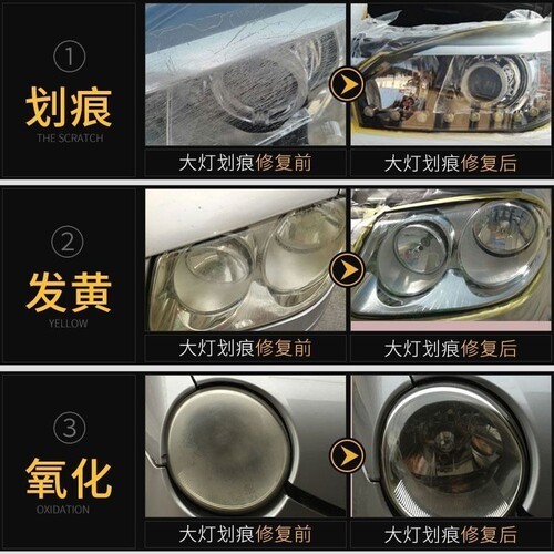 昌河铃木北斗星x5派喜利亚纳a6汽车大灯罩翻新修复液工具套装 - 图2
