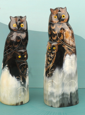 牛角喜鹊小摆件玄关装饰