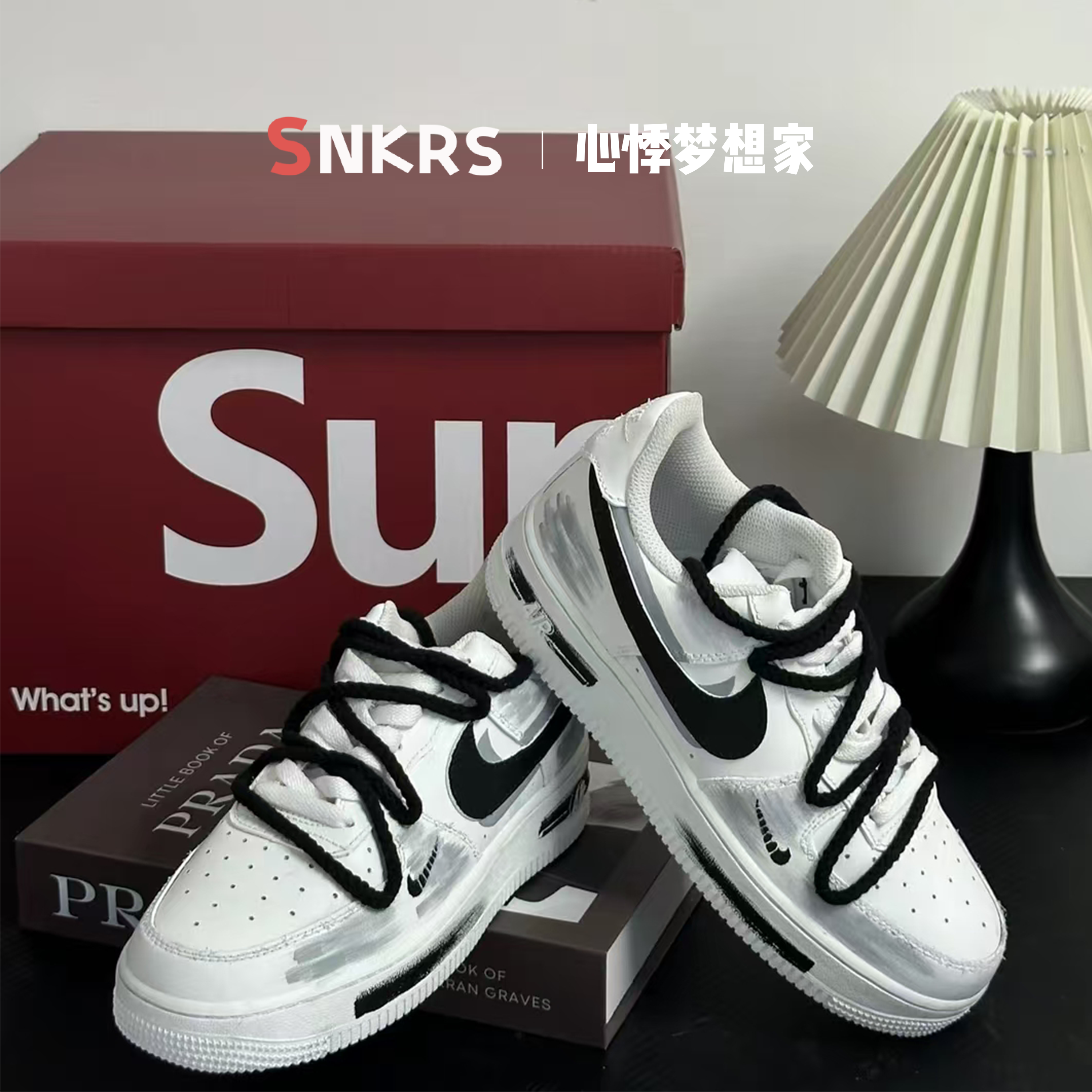 球鞋定制Nike Air Force 1 AF1空军一号手绘断裂解构低帮板鞋,淘宝优惠券,粉丝福利购,淘宝优惠卷