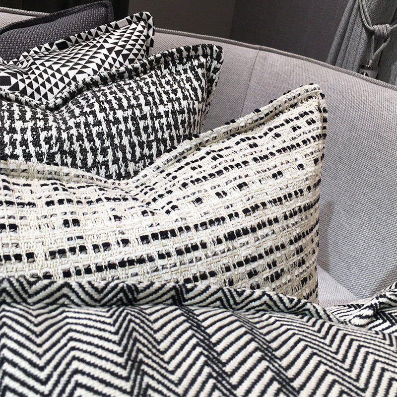 高端棉麻抱枕侘寂风极简黑白靠枕民宿酒店样板房靠垫沙发床头靠背,淘宝优惠券,粉丝福利购,淘宝优惠卷