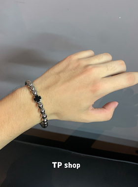 钛钢手链 TP 原创小众设计潮流高级感钢珠手链男嘻哈个性百搭饰品