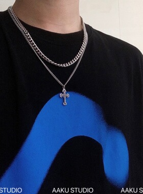 【aaku】双层十字架ins项链