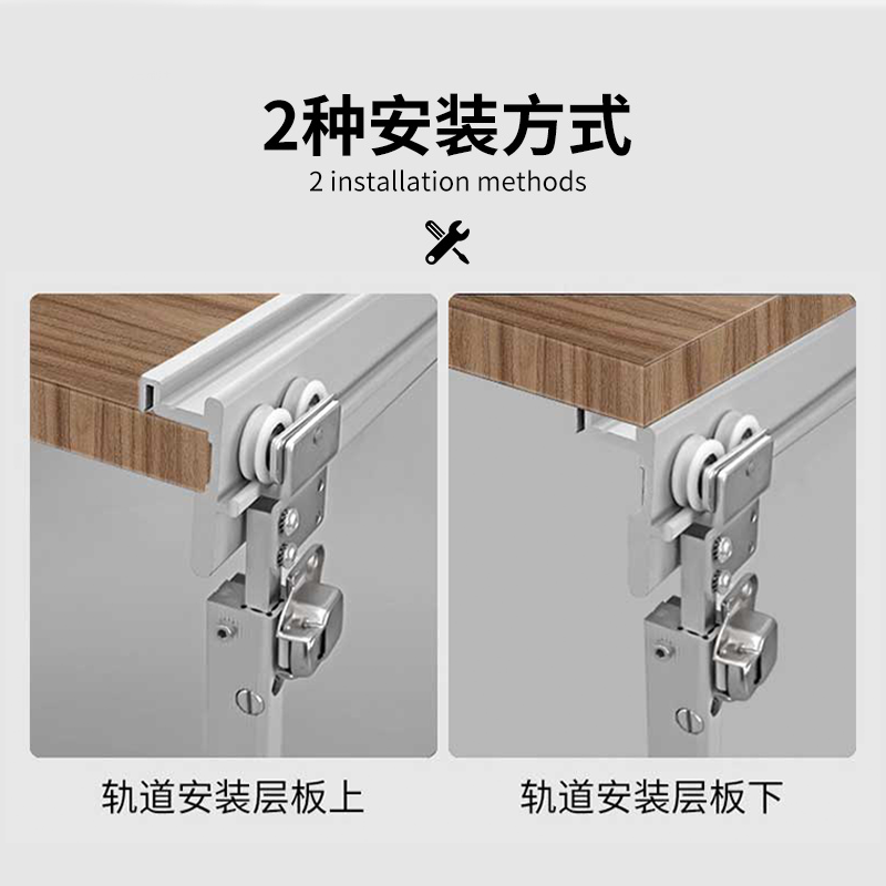 步入式衣柜折叠门滑轮全套无下轨橱柜移门吊轨轨道推拉门五金配件 - 图0