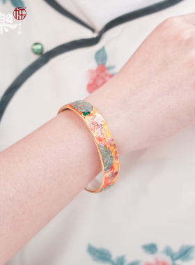 足银999珐琅彩百花争艳手镯