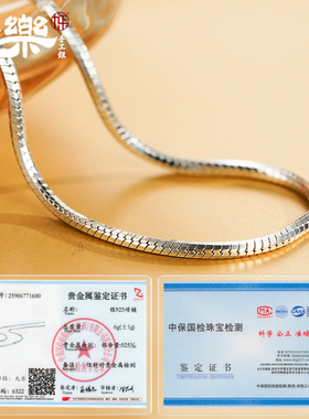 S925纯银四方蛇骨项链