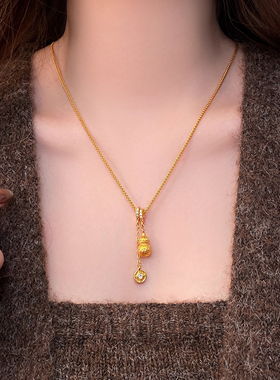 新中式金色葫芦吊坠时尚轻奢项链