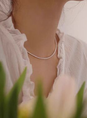 显白极细珠珠项链女2024新品爆款小众高级设计感气质简约颈链配饰