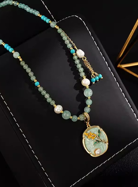 新中式国风复古滴釉花朵串珠项链