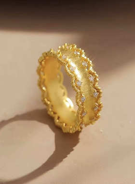 中古宫廷风蕾丝闪钻食指戒