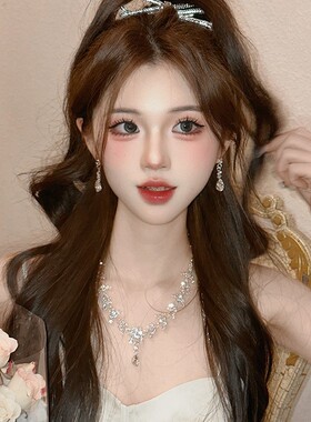 铜合金锆石水滴高级感锁骨链女
