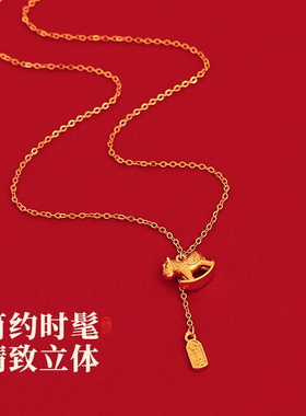 中式平安小马吊坠项链