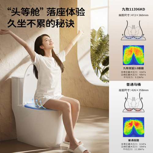 九牧卫浴官方正品马桶防臭节水虹吸式大冲力家用抗菌坐便器11396 - 图1