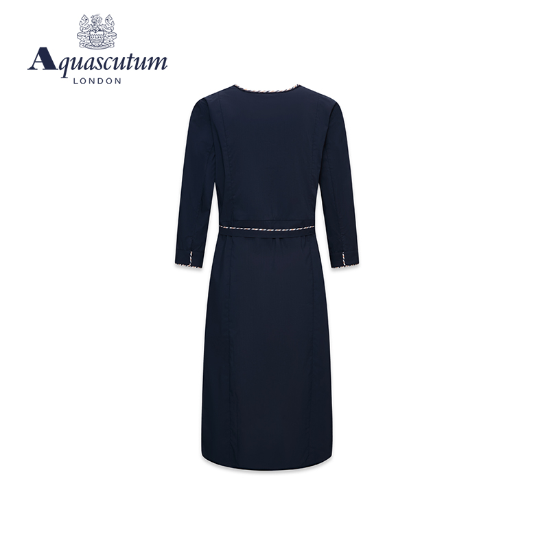 Aquascutum/雅格狮丹春夏新款休闲收腰女式长款连衣裙Q4973EL021 - 图0