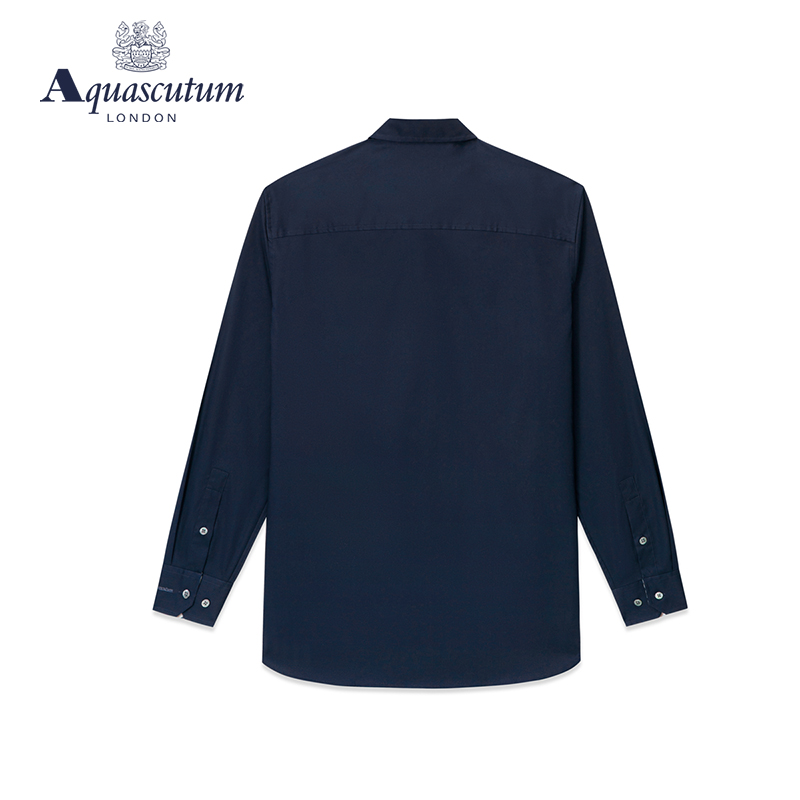 Aquascutum/雅格狮丹春字母刺绣纯棉男格纹领长袖衬衫Q4965EM04A - 图0