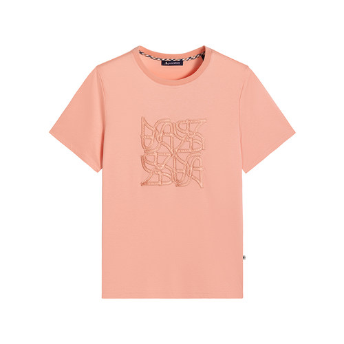 Aquascutum/雅格狮丹春夏新品女时尚休闲纯棉字母图案短袖T恤气质 - 图3
