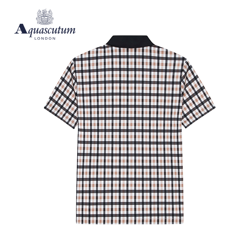 Aquascutum/雅格狮丹新款春夏女士格纹翻领短袖POLO恤Q49H9EL011 - 图0