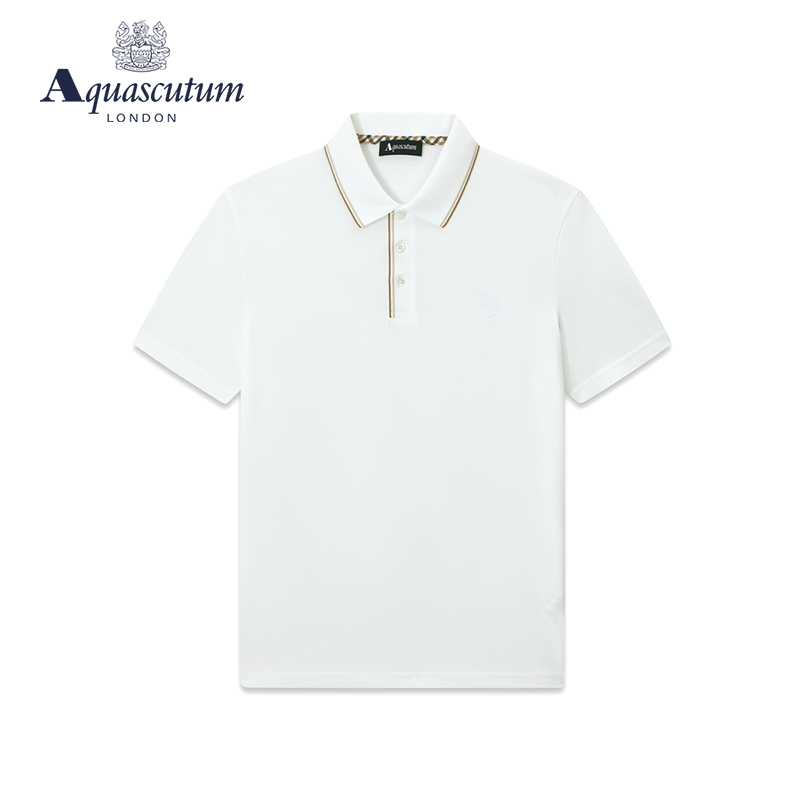 Aquascutum/雅格狮丹新款春夏纯棉男士翻领短袖POLO恤Q49H9EM091 - 图0