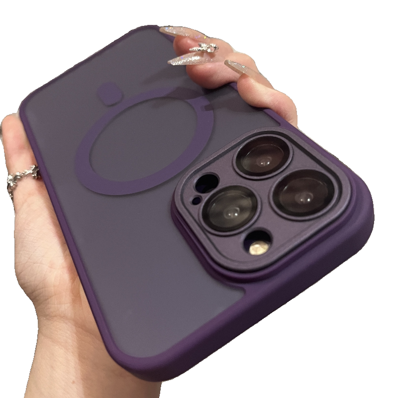 磨砂肤感黑适用苹果14promax手机壳新款iPhone13磁吸无线充电12pro简约纯色15全包防摔11magsafe保护套男女软