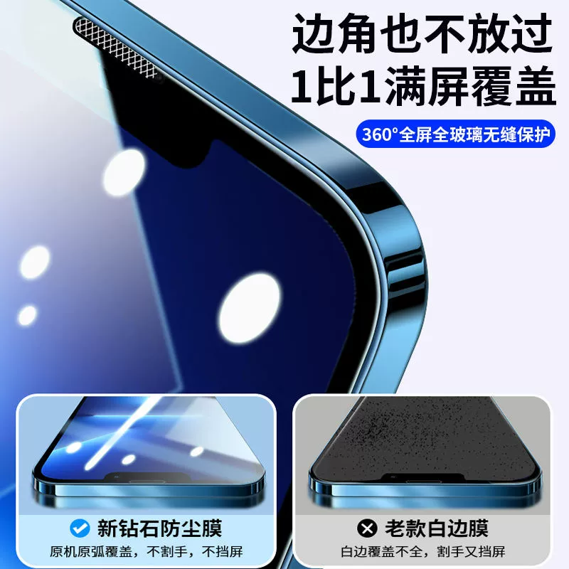 适用苹果15/13防尘钢化膜iPhone12手机11全屏覆盖Pro贴膜14proR XSMAX高清X手机贴膜iphonex防偷窥防指纹高清 - 图1