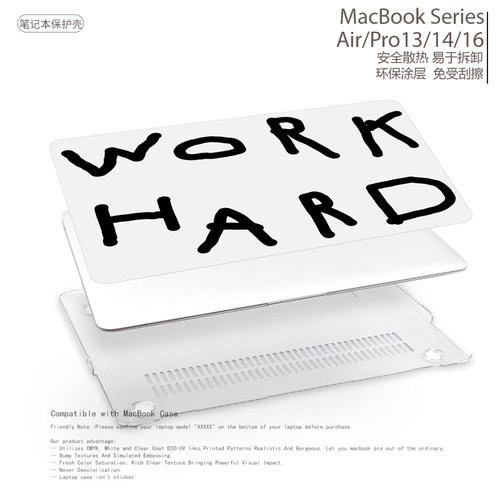 努力工作work hard简约小众保护套适用苹果MacBook  Neo 2026极简M5 M4男款air13.6笔记本电脑保护壳15.3 - 图1