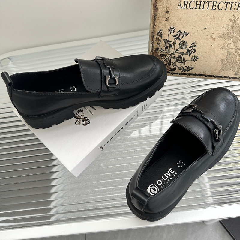 全真皮英伦风外贸厚底皮鞋女复古百搭圆头舒适防滑一脚蹬乐福鞋,淘宝优惠券,粉丝福利购,淘宝优惠卷