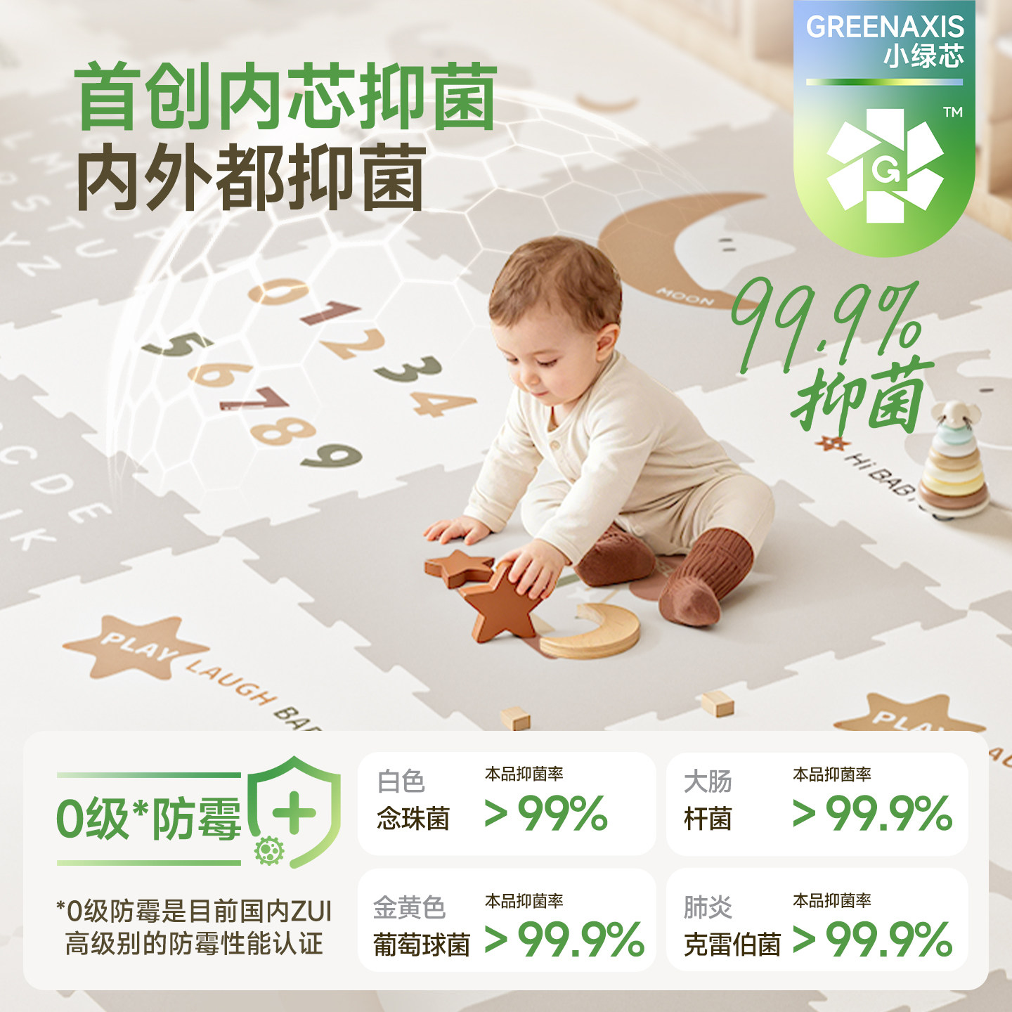 BABYGO爬爬垫拼接儿童地垫XPE宝宝爬行垫家用加厚婴儿无味小绿芯,淘宝优惠券,粉丝福利购,淘宝优惠卷