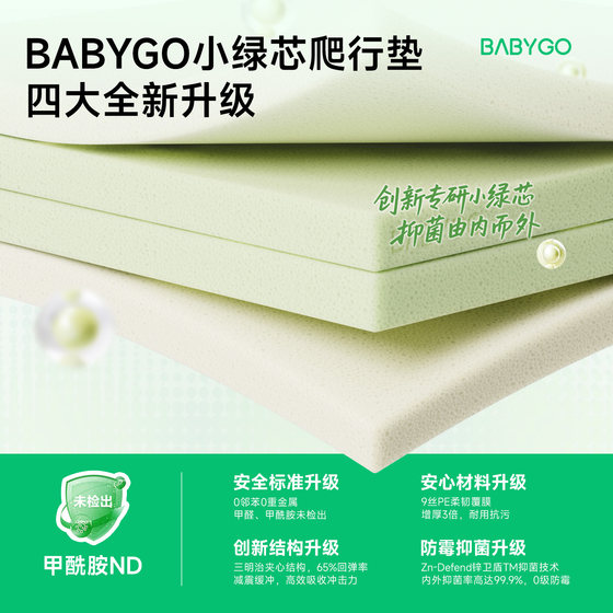 BABYGO小绿芯爬爬垫PU覆膜折叠爬行垫婴儿加厚地垫无甲醛安全无味