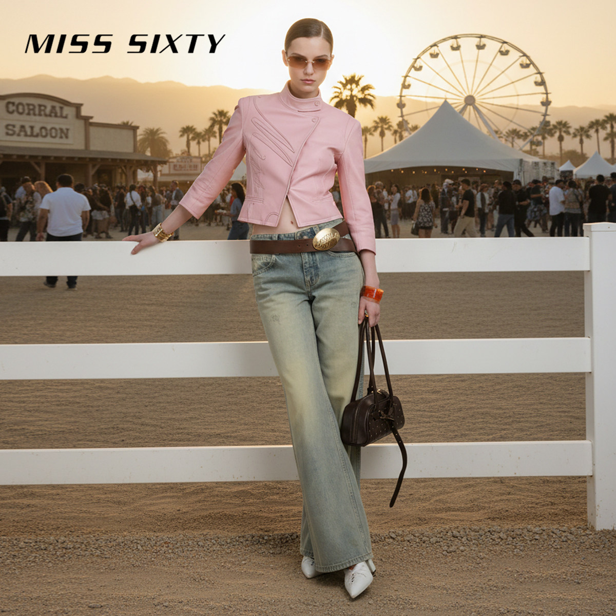 Miss Sixty2026春季新款牛仔裤女复古做旧洗水撞钉宽松阔腿喇叭裤,淘宝优惠券,粉丝福利购,淘宝优惠卷