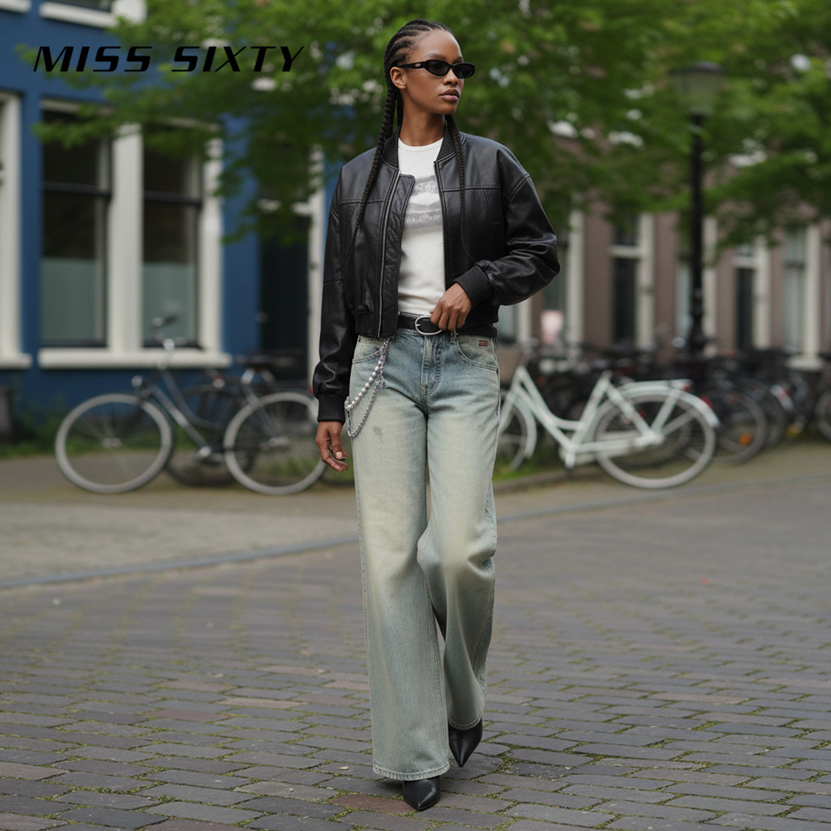 Miss Sixty2026春季新款牛仔裤女复古做旧洗水撞钉宽松阔腿喇叭裤,淘宝优惠券,粉丝福利购,淘宝优惠卷