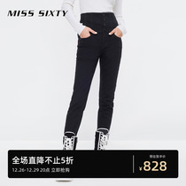 Miss Sixty2023 fall new grinders jeans ladies 4 buttons ultra high waist elastic body small feet black