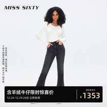 Miss Sixty2023 winter new jeans women with cashmere and retro microhorn long pants slim fit