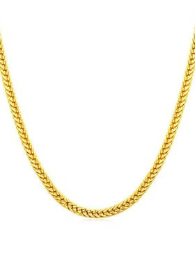 【抢足金】24K足金霸气龙头蛇骨项链男999黄金色锁骨链足银礼