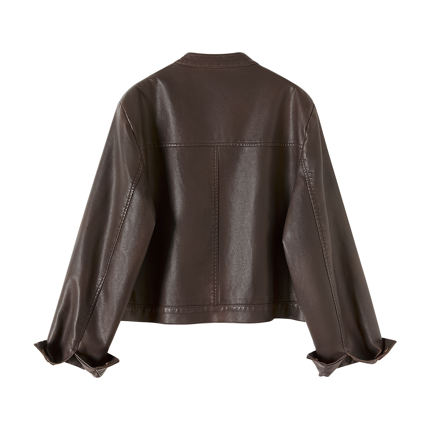 她池PU外套2025秋装新款女装时尚美式宽松款立领拉链长袖短款上衣 - 图0