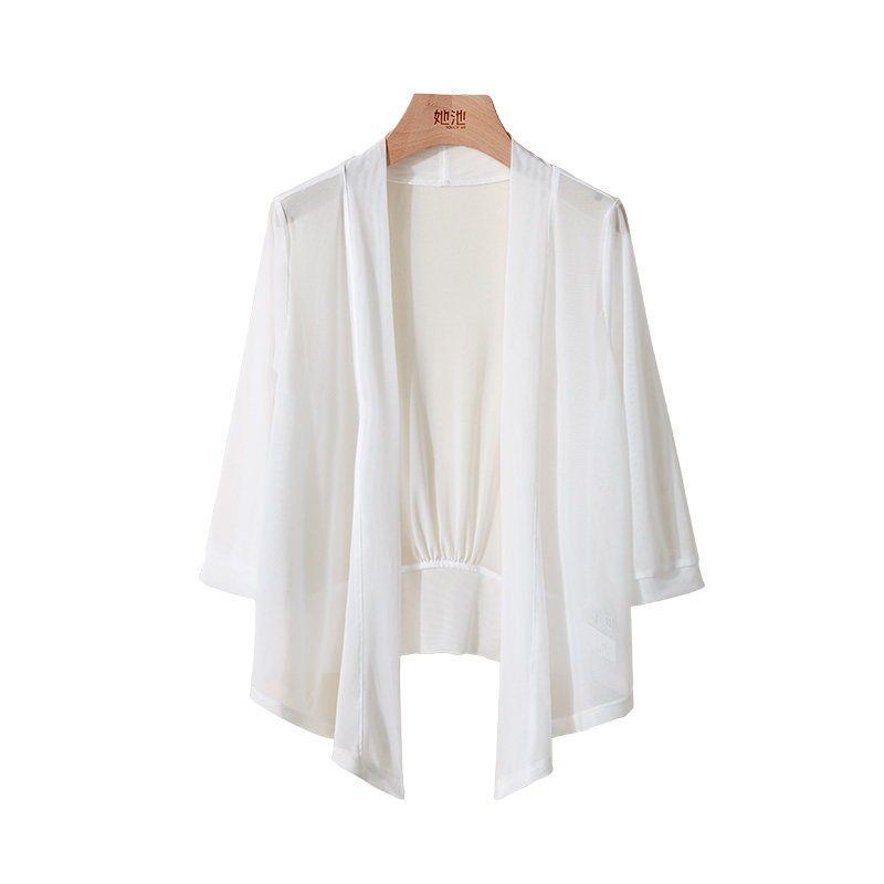 她池2023夏装新款轻薄网纱披肩罩衫 她池短外套