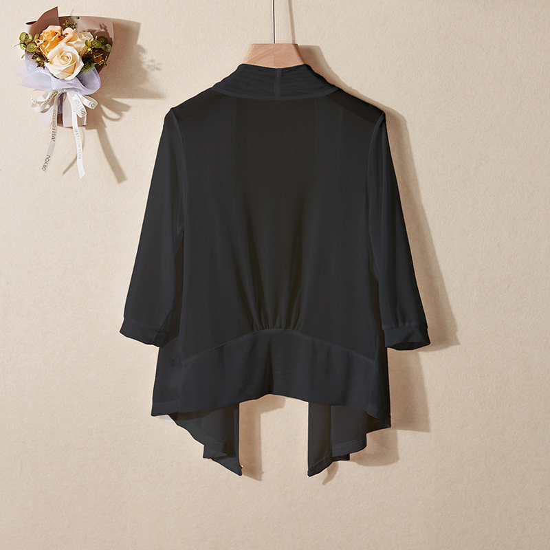 她池2023夏装新款轻薄网纱披肩罩衫 她池短外套